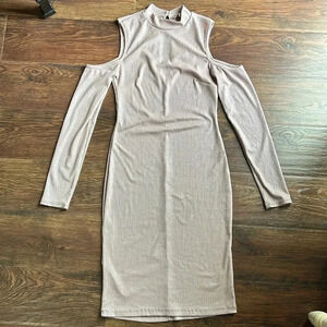 Charlotte Russe Blush Pink Shimmer Dress | Open Shoulder Dress | Pink Dress